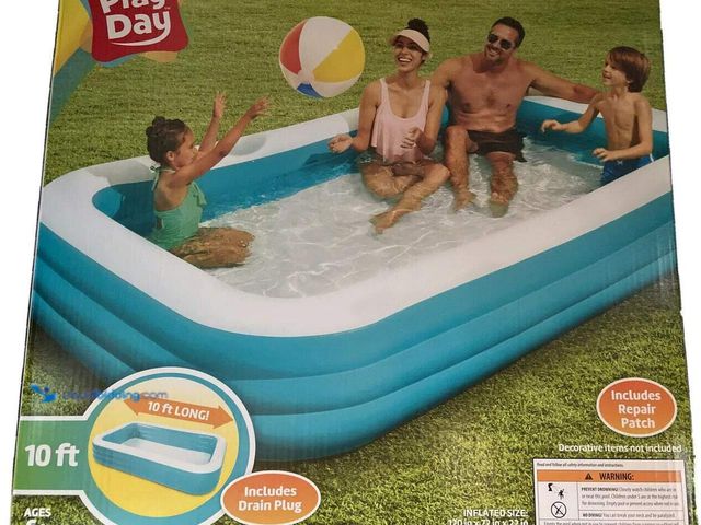 Lot 49-5408542 - Play Day 10 Foot Inflatable Family Swimming Pool Outdoor 120" X 72" X 22". Unused