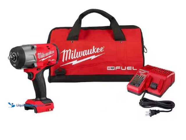 Lot 49-3612849 - Milwaukee M18 FUEL 18V Lithium-Ion Brushless Cordless 1/2 in. Impact Wrench w/Friction Ring Kit w/ B...