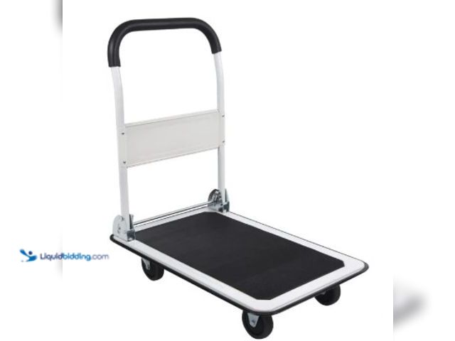 Lot 49-2004645 - LEADALLWAY Foldable Push Cart Platform Cart 330lbs Capacity 4 Wheels 28.7x18.5x32.3inches White, Mod...