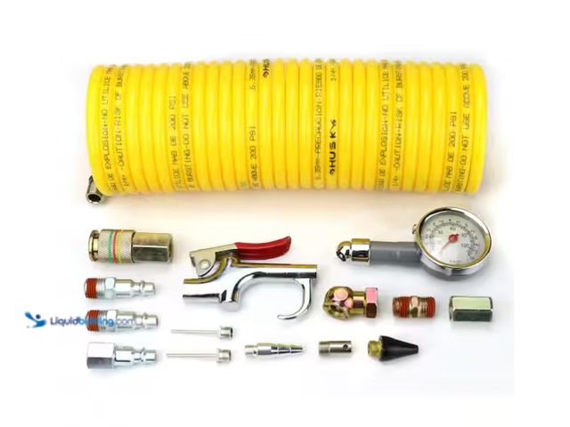 Lot 49-1575619 - Lot of (2) Husky 25 ft. Recoil Nylon Air Hose Kit 15-Piece, Model # UAAK-15F-2, Unused, One kit miss...