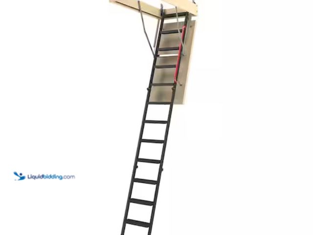 Lot 49-3614021 - Fakro LME 7 ft. 10 in. to 10 ft. 2 in. Insulated Steel Attic Ladder, 25 in. x 54 in. with 400 lbs. M...
