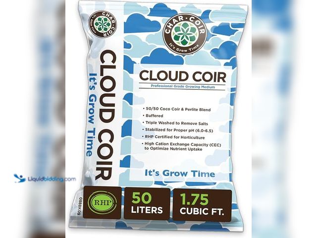 Lot 49-1570260 - Char Coir Cloud Coir 50/50 Aeration Blend, 50L/1.75 cu.ft Bag, Model # B0BT2W7HY5, Unused.  Ref#AMAB...