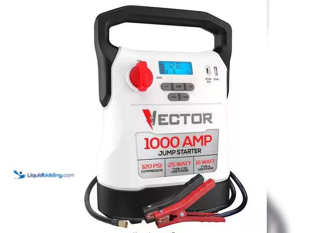 Lot 49-1568642 - VECTOR 1000 Amp Jump Starter, Compressor, USB Power Model # VECJ1C, Slightly Used  Ref#SBS0114