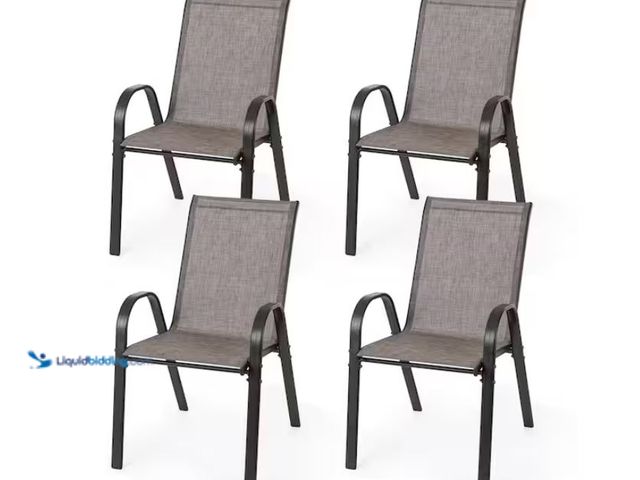 Lot 49-1611669 - Stackable Patio Dining Chairs Set of 4 Textilene Iron Patio Chairs Patio Dining Chairs for Lawn, Poo...