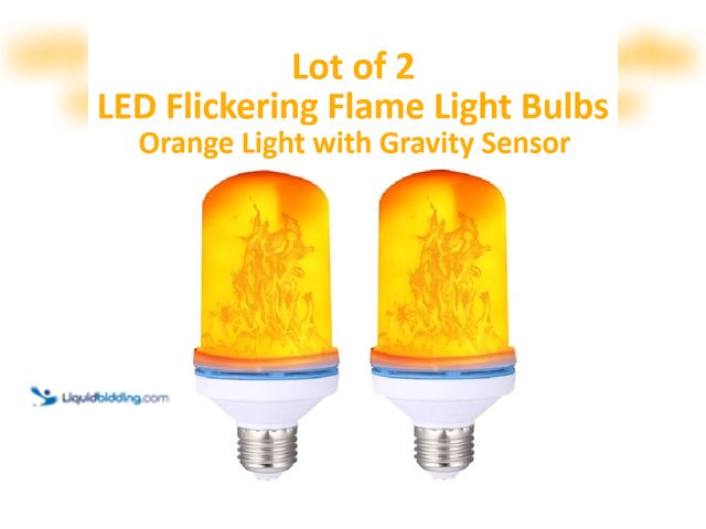 Lot 49-5434366 - Lot of 2 LED Flickering Flame Light Bulbs E26 Orange Light with 4 Modes and Gravity Sensor - NEW - F...