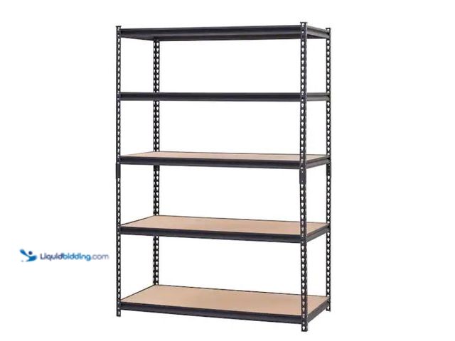Lot 49-1567653 - Muscle Rack 5-Shelf Heavy Duty Adjustable Metal Garage Storage Shelving Unit in Black (48 in. W x 72...