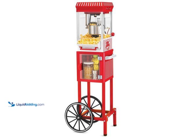 Lot 49-5487373 - `Nostalgia
Vintage Collection 2.5 oz. Red Oil Popcorn Machine with Cart (attachments and hardware (...