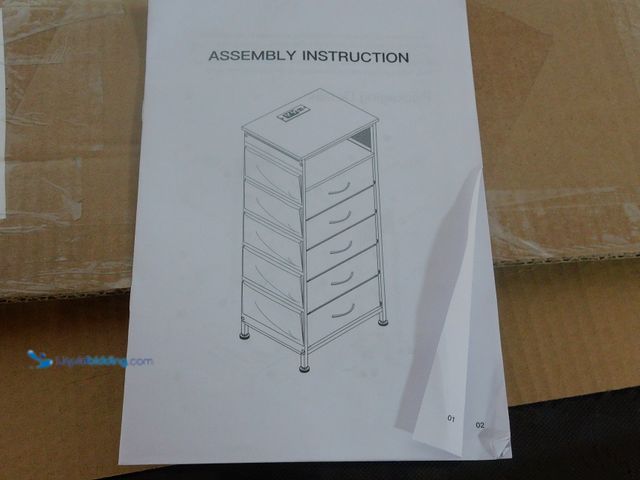 Lot 49-3472647 - Black 6 Tier Slim Standing Wooden Nightstand With Fabric Drawers, Unused  Ref#BULK1126