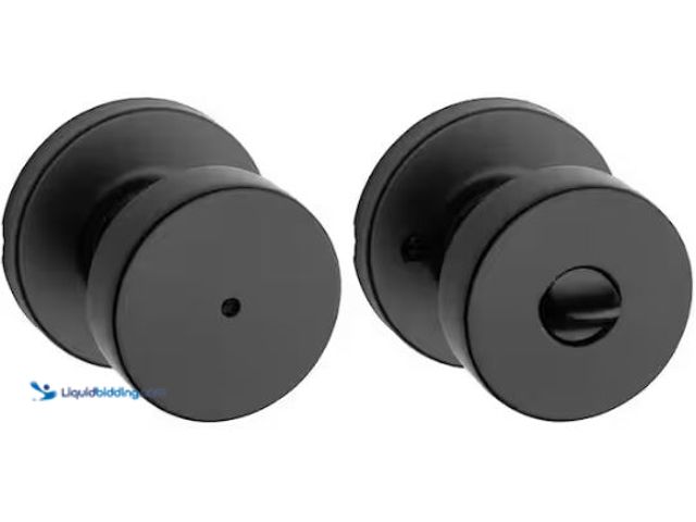 Lot 49-1569193 - Lot of (2) Kwikset Pismo Round Matte Black Bed/Bath Door Knob Featuring Microband Antimicrobial Tech...