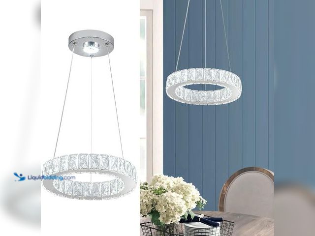Lot 49-5477783 - 11.8" Crystal Chandelier LED Round Flush Mount Ceiling Light Fixture Modern Hanging Pendant Lighting...