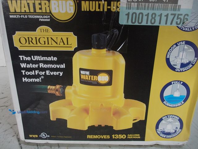 Lot 49-1629165 - Wayne 1/6 HP WaterBUG Submersible Utility Pump with Multi-Flo Technology, Model # WWB, Slightly used...