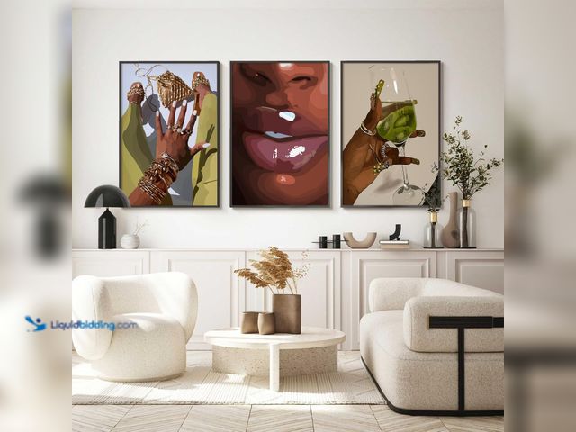 Lot 49-3511780 - Black Girl Wall Art African Woman Canvas Wall Decor American Black Women Wall Art Black Female Pictu...