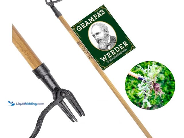 Lot 49-1516360 - Grampa's Weeder - The Original Stand Up Weed Puller Tool with Long Handle - Made with Real Bamboo & ...