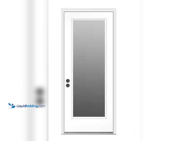 Lot 49-1577377 - JELD-WEN 36 in. x 80 in. Full Lite Primed Steel Prehung Right-Hand Inswing Entry Door w/Brickmould, ...