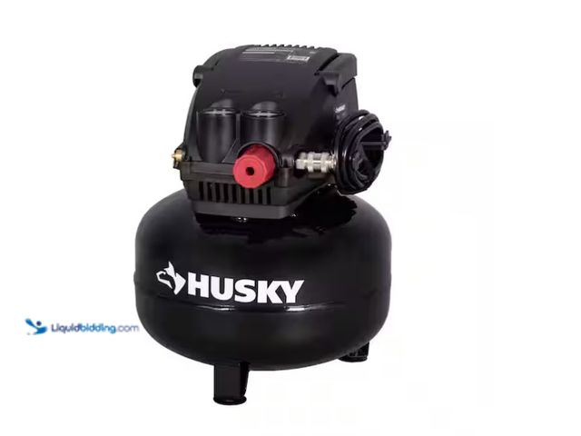 Lot 49-1571314 - Husky 3 Gal. 120 PSI Portable Electric Oil-Free Light Duty Pancake Air Compressor with Fold Down Han...