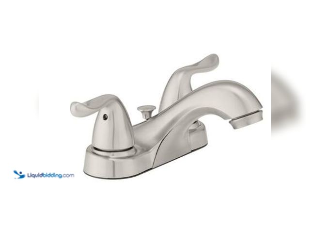 Lot 49-3565659 - Glacier Bay Constructor 4 in. Centerset Double Handle Low-Arc Bathroom Faucet in Brushed Nickel. Mod...