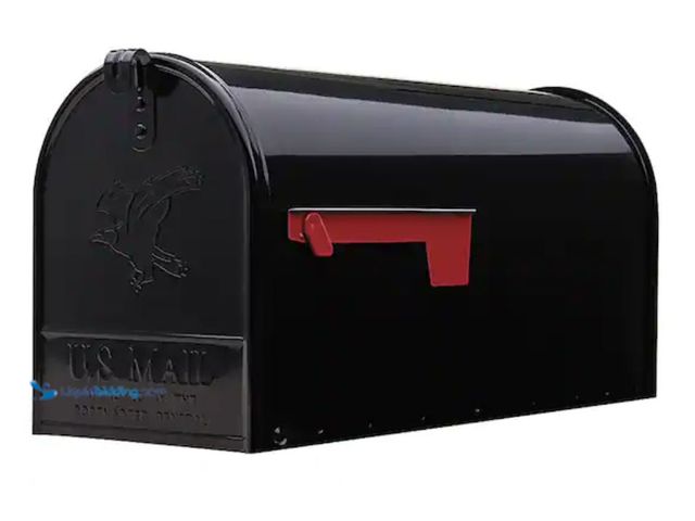 Lot 49-2001481 - Architectural Mailboxes Elite Black, Large, Steel, Post Mount Mailbox, Model # E1600BAM, Unused.   R...