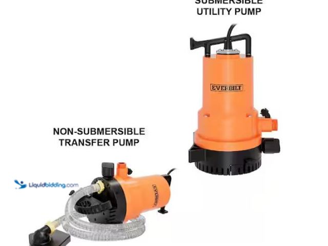 Lot 49-1624463 - Everbilt 1/4 HP 2-in-1 Submersible Utility and Transfer Pump Model # UTA02510, Used, Has Attachments...