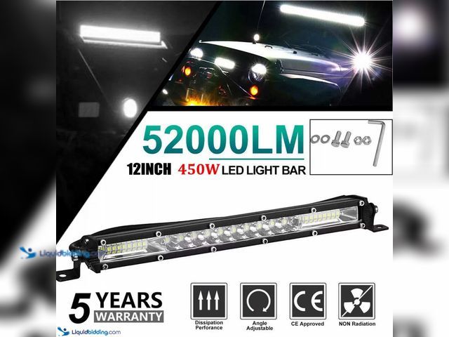 Lot 49-5388258 - Auto LED Combo Beam Light Bar 12" Bright White Light - NEW - 450W.&nbsp; Light Beam: Flood beam + Sp...