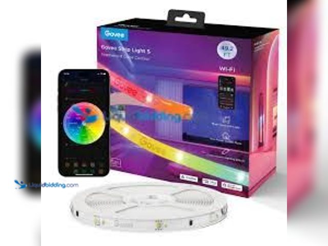 Lot 49-5581529 - Govee RGBICW 49.2 ft. Smart Plug-in Dimmable Uncuttable Color-Changing Integrated LED Strip Light (1...