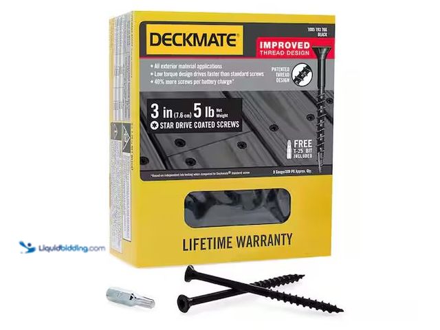 Lot 49-5573298 - DECKMATE
#9 x 3 in. Black Exterior Self-Starting Torx Drive Flat-Head Deck Screw (5 lbs. / 365-Piec...