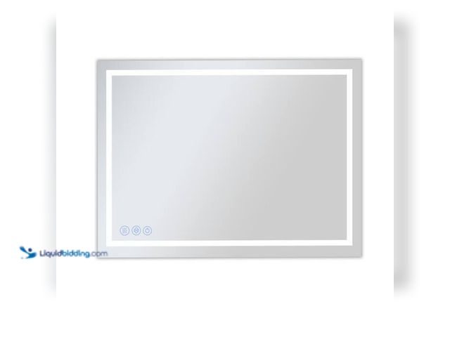 Lot 49-2024359 - XRAMFY White 30 in. W x 40 in. H LED Lighted Rectangle Bathroom Vanity Wall Mirror Metal Framed Mirr...