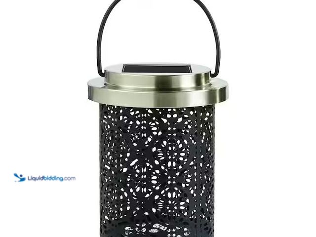 Lot 49-1576528 - Lot of (2) Hampton Bay 15 Lumens LED Medium Metal Outdoor Solar Table Lantern Model # C6000-28-I, Un...