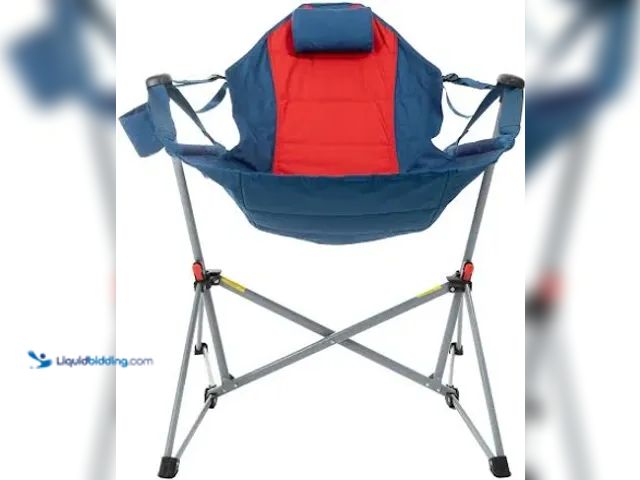 Lot 49-5572151 - Member's Mark Swing Lounger Camp Chair, Red/Blue. Unused