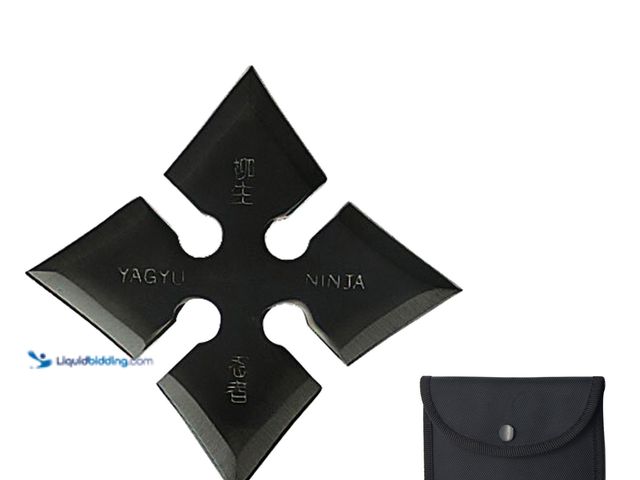 Lot 49-1803942 - Yagyu Ninja Throwing Star Moon Shuriken 4" Black - NEW - This unique shuriken goes by several names,...