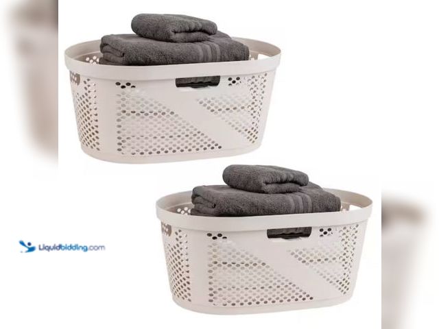 Lot 49-2000984 - (2-Pack) Mind Reader Ivory 10.5 in. H x 14.5 in. W x 23 in. L Plastic 60L Modern Slim Ventilated Rec...