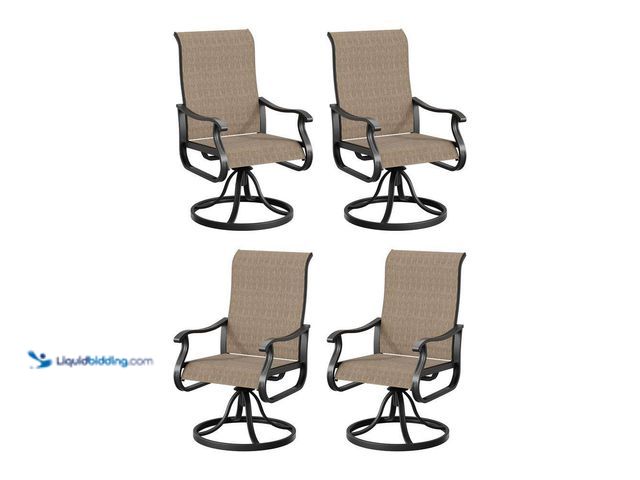 Lot 49-5541735 - Swivel Metal Sling Outdoor Dining Chairs(set of 2) (no hardware) Unused
