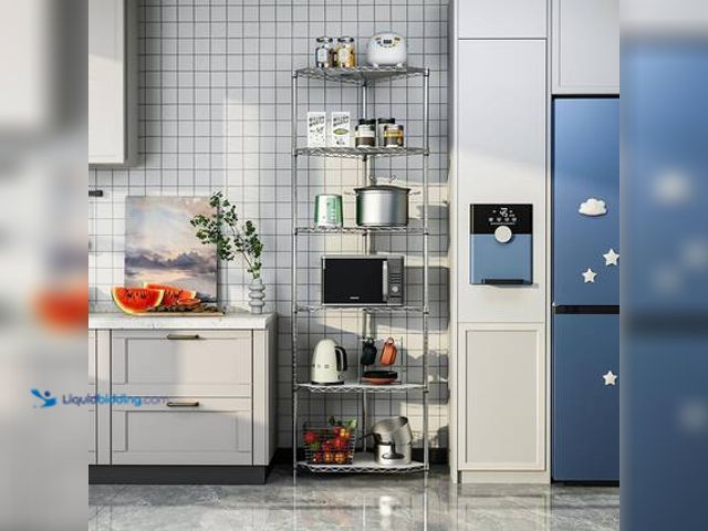 Lot 49-5539924 - FUNKOL 6-Tier Metal Pentagonal Shelf for Kitchen, 72 "H x 20 "L x 20 "D-Chrome. Model # W1550LML8305...
