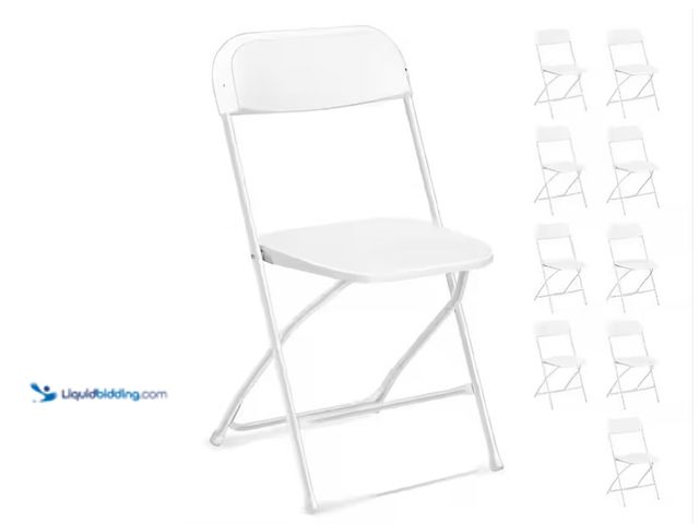 Lot 49-1571122 - Karl home White Steel Frame Plastic Seat Folding Chairs (Set of 10), Model # 778228151094, Unused  R...