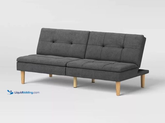 Lot 49-5477854 - 69" Tufted Futon Sofa Dark Gray - Room Essentials™ Unused