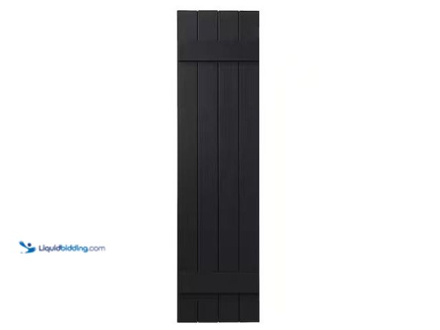 Lot 49-1549302 - Ply Gem 15 in. x 51 in. Polypropylene 4-Board Closed Board and Batten Shutters Pair in Black Qty (2)...