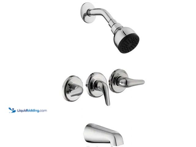 Lot 49-1631930 - Glacier Bay Aragon 3 Handle 1-Spray Tub and Shower Faucet 1.8 GPM in Chrome (Valve Included), Model ...