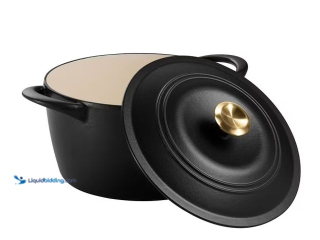 Lot 49-1623963 - Tramontina Enameled Cast Iron 7-Quart Covered Round Dutch Oven, Black, Model # 177256586791, Unused,...