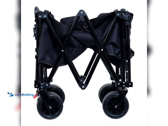 Lot 49-3617639 - 4-Wheel Collapsible Steel Folding Cart with Heavy Duty Wheels, Black - Unused   Ref#CRS0730