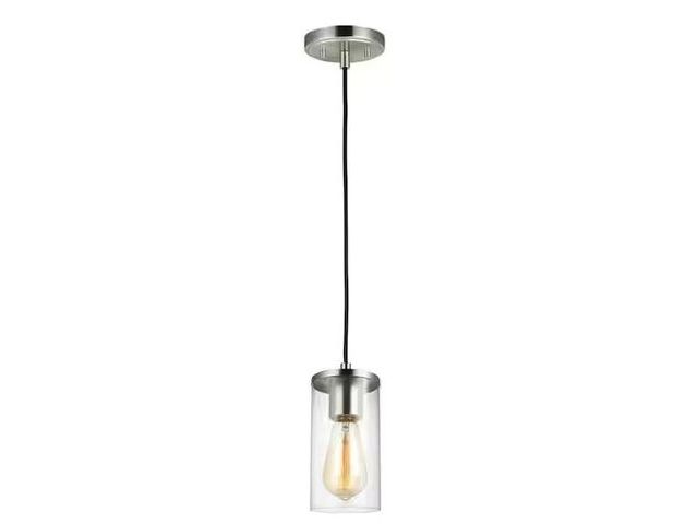 Lot 49-5460996 - Generation Lighting
Zire 1-Light Brushed Nickel Hanging Mini Pendant Kitchen Island with Clear Glas...