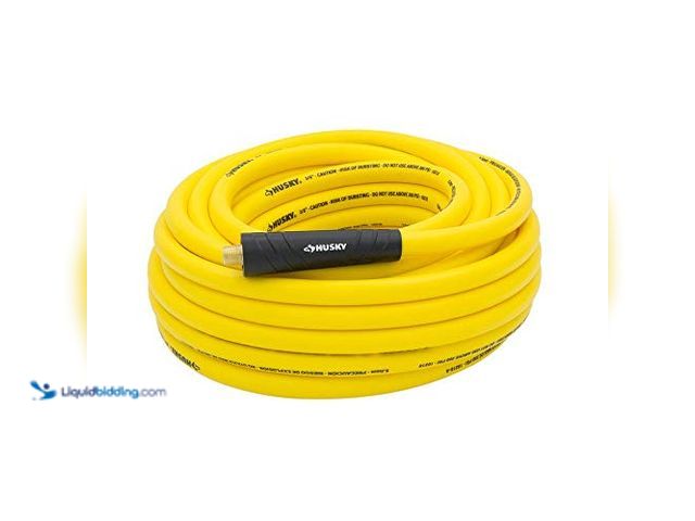 Lot 49-3616574 - Husky 1/4 in. Hybrid Air Hose, Yellow - slightly used Model 087817700415