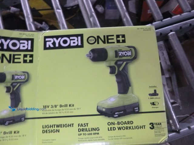Lot 49-1514945 - RYOBI - ONE+ 18V Cordless 3/8 in. Drill/Driver Kit with 1.5 Ah Battery and Charger - Model #PCL201K1...