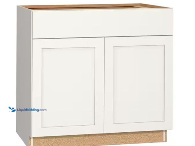 Lot 49-2004435 - Hampton Bay Westfield Feather White Shaker Stock Assembled Base Kitchen Cabinet (36 in. W x 23.75 in...