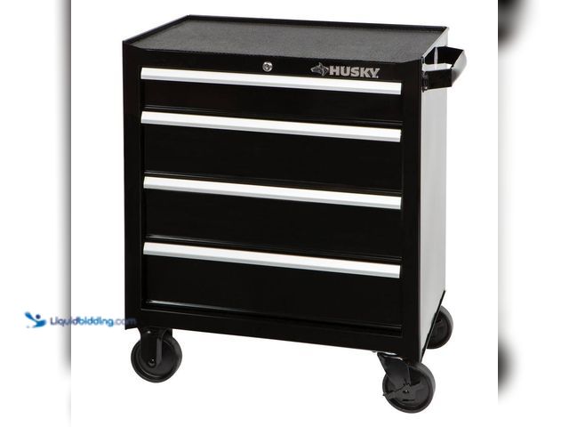 Lot 49-5429415 - Husky
26.5 in. W x 18 in. D Standard Duty 4-Drawer Rolling Tool Cabinet in Gloss Black Unused (dent...