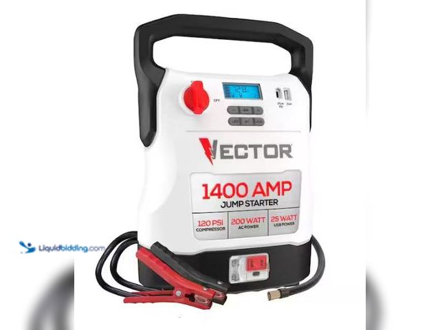 Lot 49-1577188 - VECTOR 1400 Amp Jump Starter, Compressor, USB and AC Power, Model # VECJ14C, Slightly used, Powers o...