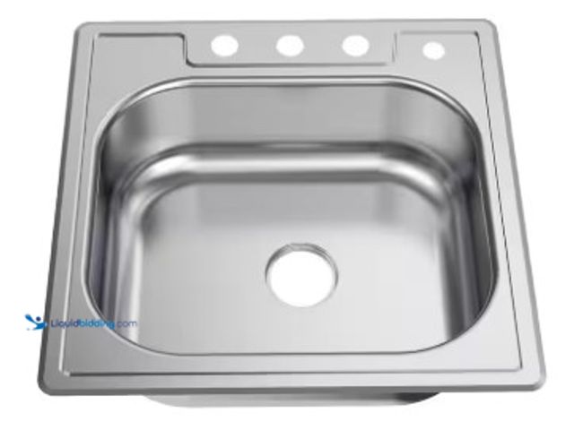 Lot 49-1516594 - Glacier Bay 25 in. Drop in Single Bowl 20-Gauge Stainless Steel Kitchen Sink, model #  HDSB252284, u...