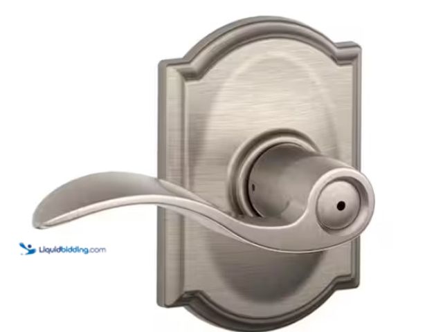 Lot 49-3470827 - Schlage Accent Satin Nickel Privacy Bed/Bath Door Handle with Camelot Trim, Model # F40 V ACC 619 CA...