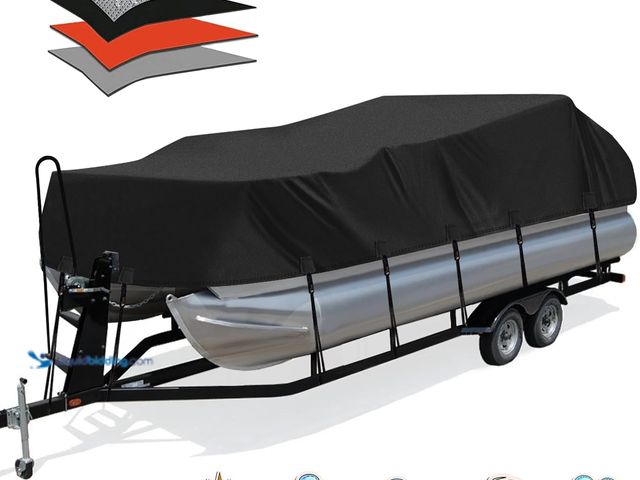 Lot 49-5437801 - Solim Trailerable 1200D PU Heavy Duty Pontoon Boat Cover, 19-21ft Waterproof Oxford Marine Grade UV ...