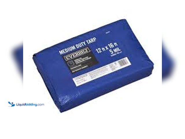 Lot 49-5476515 - QTY 3 - Everbilt 12 ft. x 16 ft. Blue Medium Duty Tarp. Model # KSGP1216. Unused.