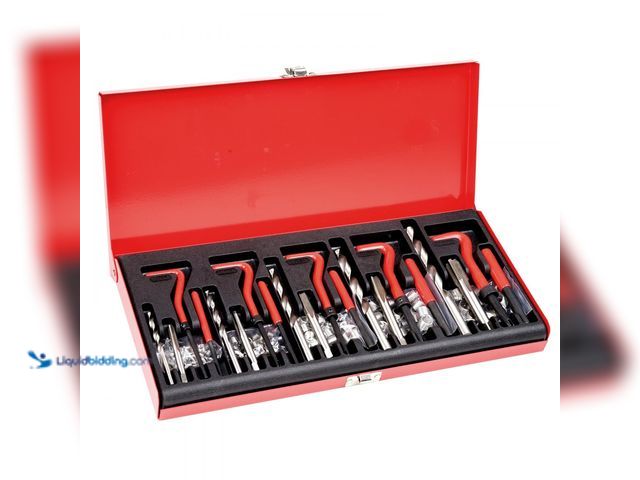 Lot 49-3614605 - VEVOR Heli Coil Thread Repair Kit, 166-Piece Metric HSS Drill Helicoil Repair Kit, M5 M6 M8 M10 M12 ...