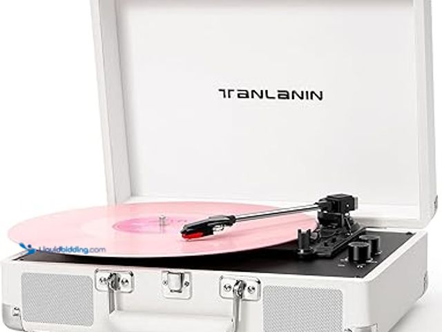 Lot 49-3514895 - Record Player with Built-in Stereo Speakers 3-Speed Bluetooth Portable Suitcase Vinyl Record Player ...